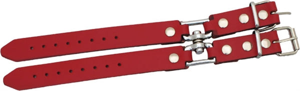 Mister B Leather Hinged Cuff Polsboei – Rood Leer met Scharnier-Erotiekvoordeel.nl
