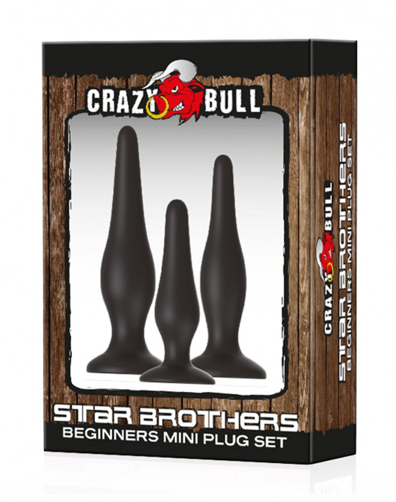 Crazy Bull - Buttplug Anale Training Set - Star Brothers - Zwart-Erotiekvoordeel.nl