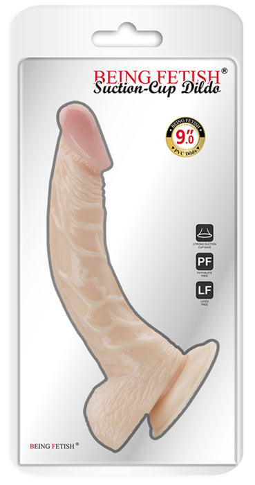 Being Fetish - PVC Dildo met Scrotum en Zuignap - 22 cm - Lichte Huidskleur-Erotiekvoordeel.nl