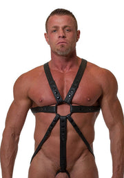 665 - Body Harnas - Neoprene Jock Harness - Zwart - Riemenbody - S/M-Erotiekvoordeel.nl