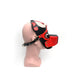 665 - Bondage Pup Hood Black Red - Puppy Play Hood - Masker - Zwart Rood - PU Leer - One Size-Erotiekvoordeel.nl