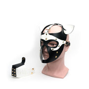 665 - Bondage Puppy Play Hood - PU Leer - One Size - Zwart/Wit-Erotiekvoordeel.nl