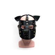 665 - Bondage Puppy Play Hood - PU Leer - One Size - Zwart-Erotiekvoordeel.nl