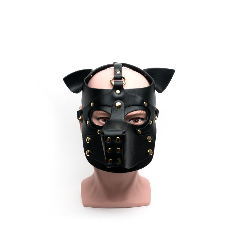 665 - Bondage Puppy Play Hood - PU Leer - One Size - Zwart-Erotiekvoordeel.nl