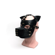 665 - Bondage Puppy Play Hood - PU Leer - One Size - Zwart-Erotiekvoordeel.nl