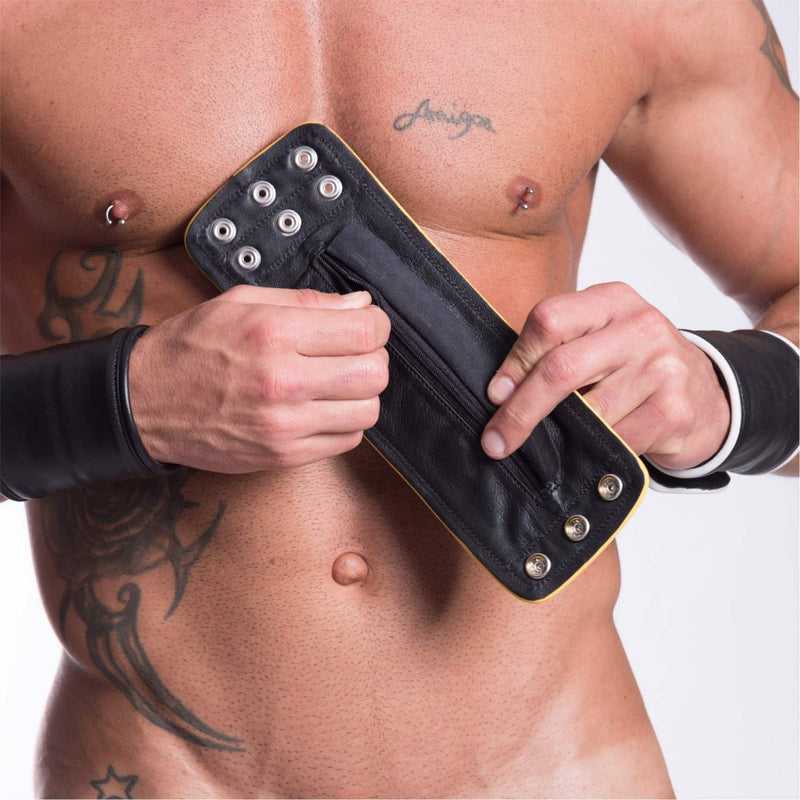 665 - Leren Pols Portemonnee met Rits - Zwart/Rood-Erotiekvoordeel.nl