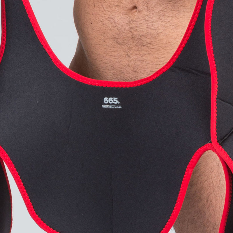 665 Leather - Neoprene Sling Band - Rood/Zwart-Erotiekvoordeel.nl