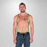 665 Neoprene - Riemenbody - Bretels - Zwart/Groen - Verkrijgbaar in 2 maten - Heckler Harness Black / Green-Erotiekvoordeel.nl