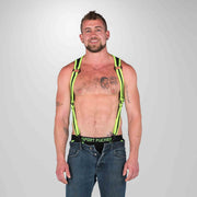 665 Neoprene - Strap Body - Suspenders - Black/Green - Available in 2 sizes - Heckler Harness Black / Green-Erotiekvoordeel.nl