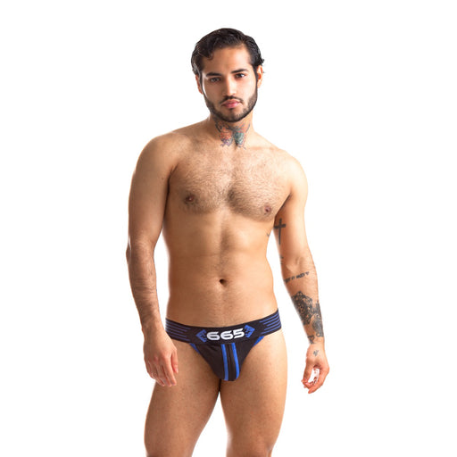 665 - Rally Jockstrap - Schwarz/Blau - Erotiekvoordeel.nl