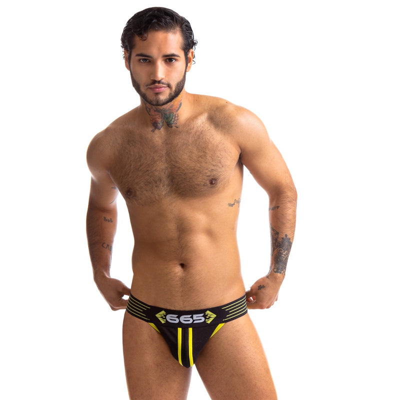 665 - Rally Jockstrap - Schwarz/Gelb - Erotiekvoordeel.nl