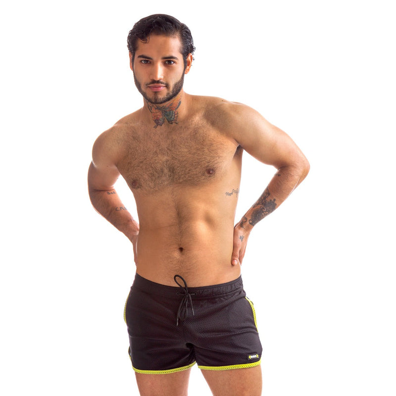 665 - Pantaloncini Rally - Disponibili in 5 taglie - Nero/Giallo-Erotiekvoordeel.nl