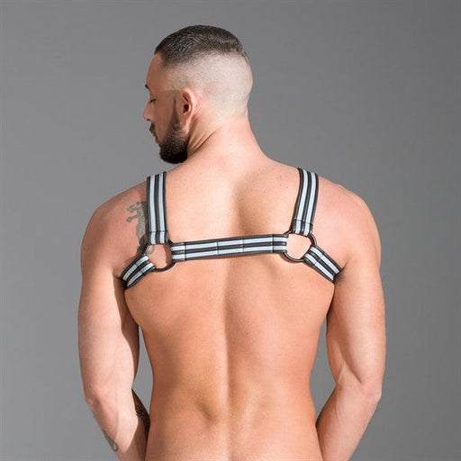 665 - Riemenbody - Neopren-Bulldog-Harness - Grau - Erotiekvoordeel.nl