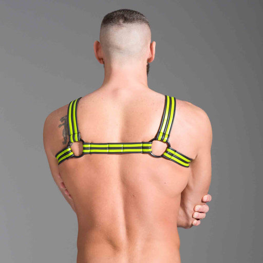 665 - Harness - Neoprene Bulldog Harness - Neon/Black-Erotiekvoordeel.nl