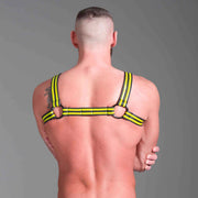 665 - Strap-On-Body - Neopren-Bulldog-Harness - Schwarz/Gelb - Erhältlich in 3 Größen - Erotiekvoordeel.nl