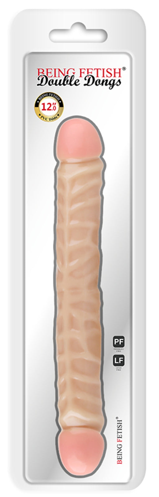 Being Fetish - PVC Dubbele Dildo - 30 cm - Lichte Huidskleur-Erotiekvoordeel.nl