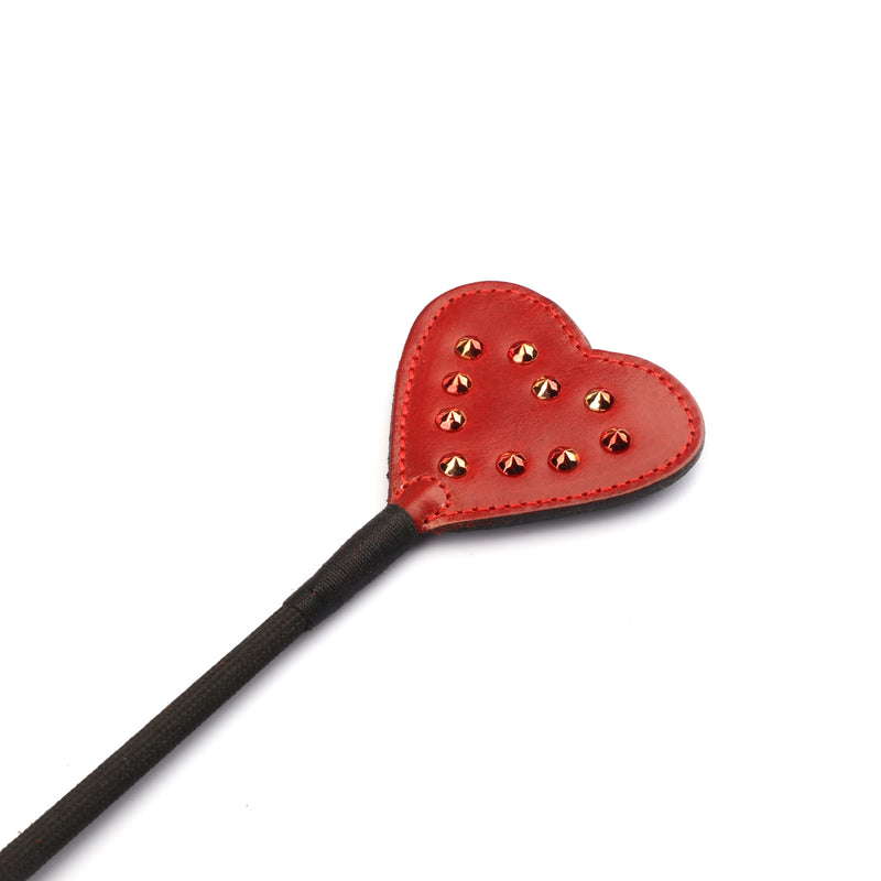 Liebe Seele - Gemstone Crop - Lederen Paardrijzweep met Ingelegde Strass Steentjes - Rood-Erotiekvoordeel.nl