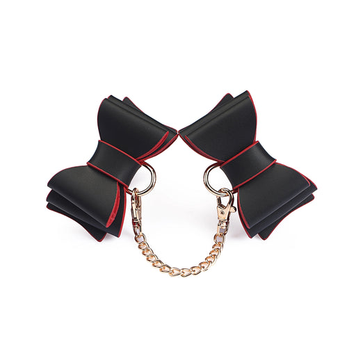 Liebe Seele - Leather Handcuffs with Bow - Black/Red - Erotiekvoordeel.nl