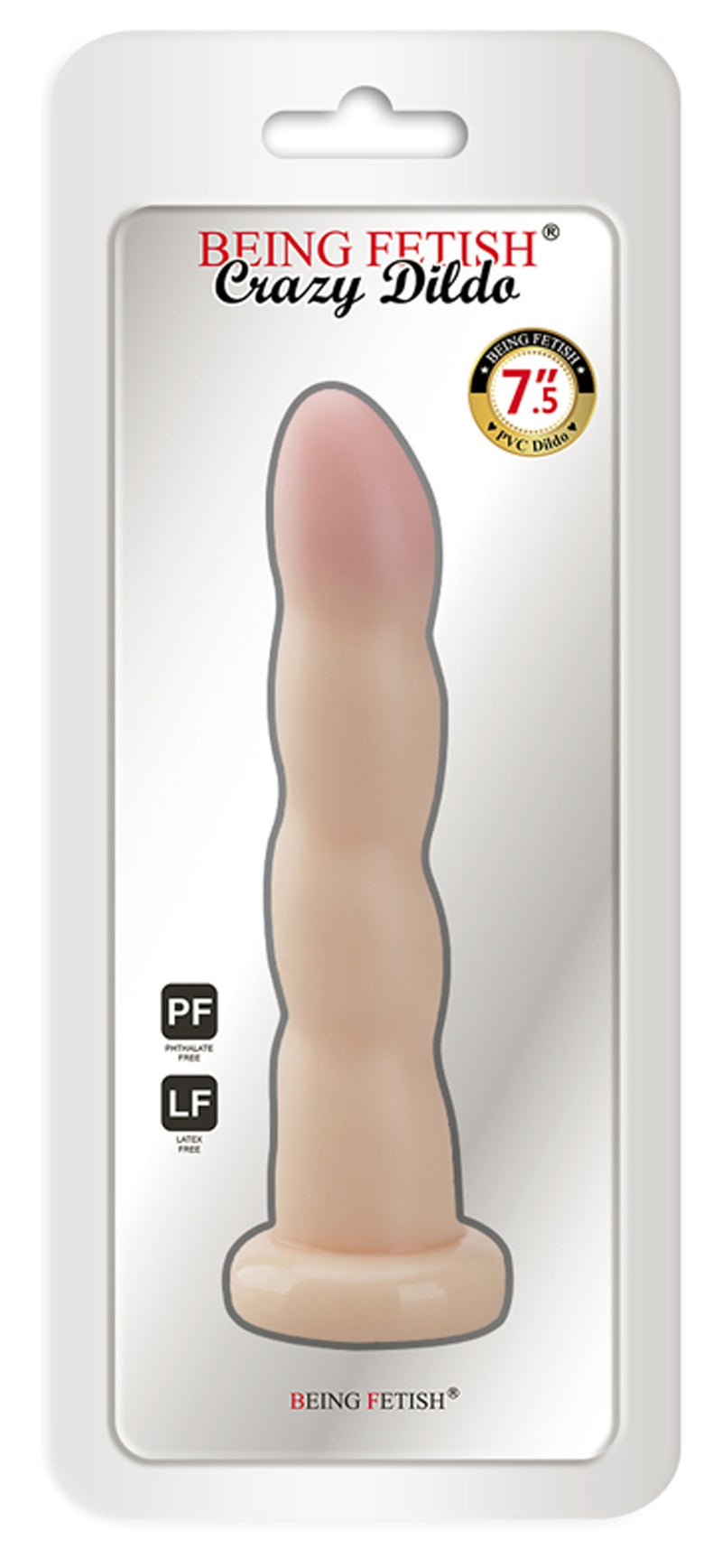 Being Fetish - PVC Dildo met Ribbels - 19 cm – Lichte Huidskleur-Erotiekvoordeel.nl