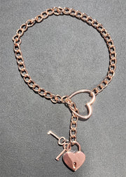 Liebe Seele - Ketting Collar met Hartvormig Hangslot - Rosé Goud-Erotiekvoordeel.nl