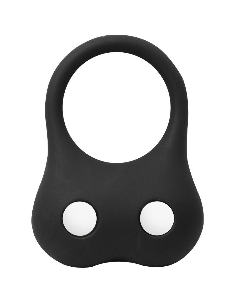 Rimba - Siliconen Ball Stretcher met Twee Metalen Kogeltjes - 70 gram - Zwart-Erotiekvoordeel.nl