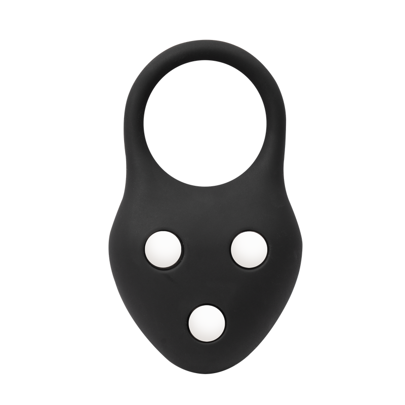 Rimba – Siliconen Ball Stretcher met Drie Metalen Kogeltjes - 110 gr - Zwart-Erotiekvoordeel.nl