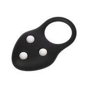 Rimba – Siliconen Ball Stretcher met Drie Metalen Kogeltjes - 110 gr - Zwart-Erotiekvoordeel.nl