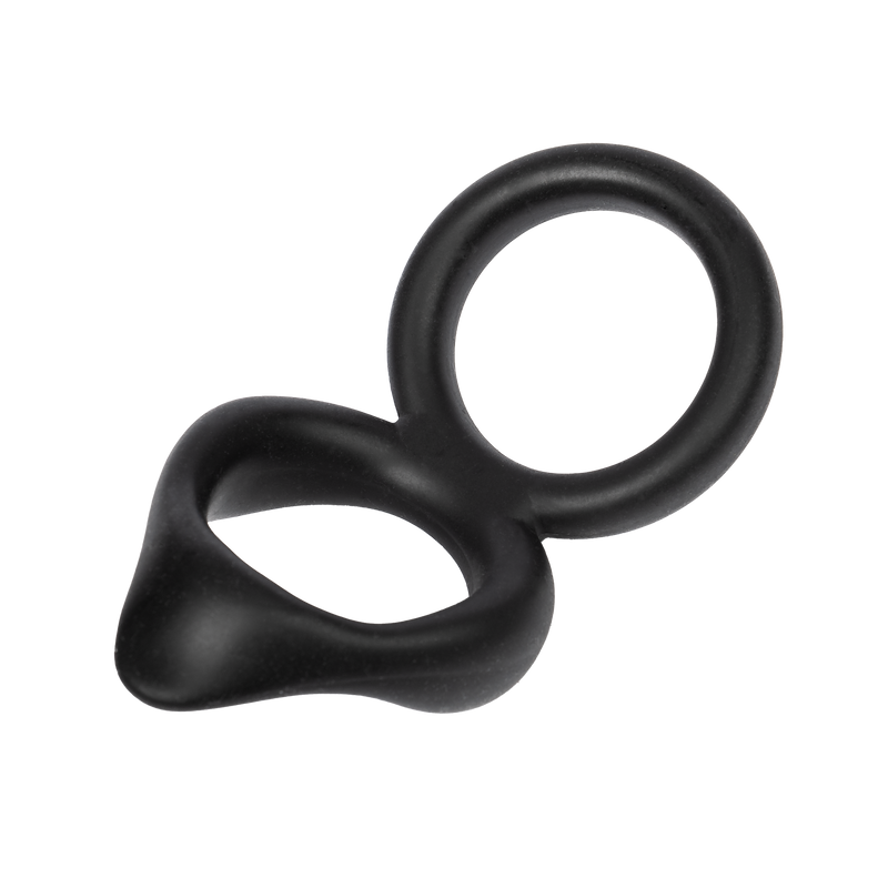 Rimba - Dubbele Siliconen Cockring - Zwart-Erotiekvoordeel.nl