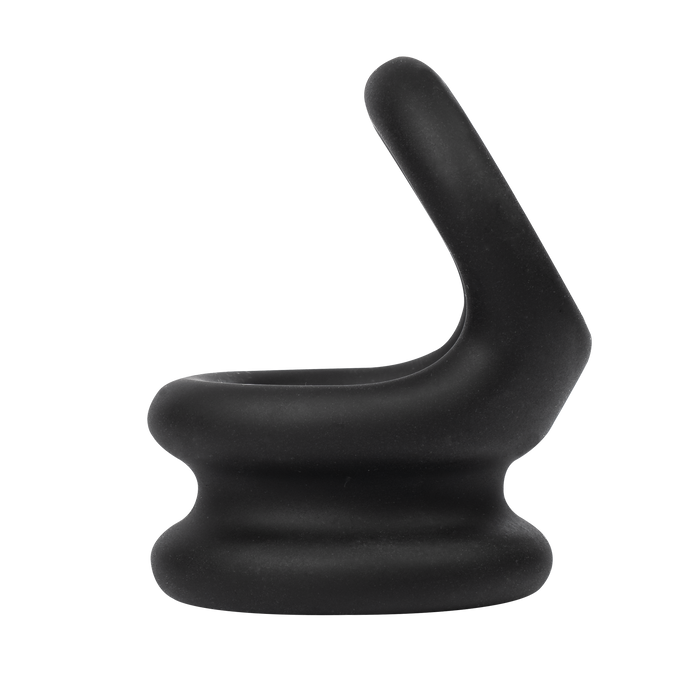 Rimba Bondage Play – Siliconen Cockring & Ballstretcher 2 in 1 - Zwart-Erotiekvoordeel.nl