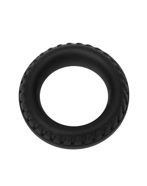 Rimba Bondage Play – Siliconen Cockring met Bandenmotief - Zwart-Erotiekvoordeel.nl