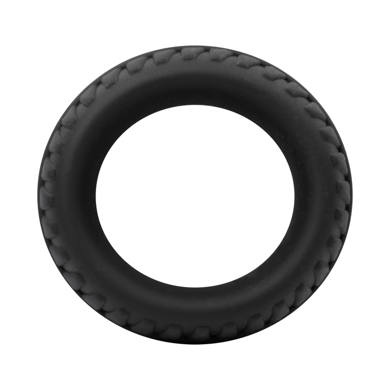 Rimba – Siliconen Cockring met Bandenmotief - Zwart-Erotiekvoordeel.nl