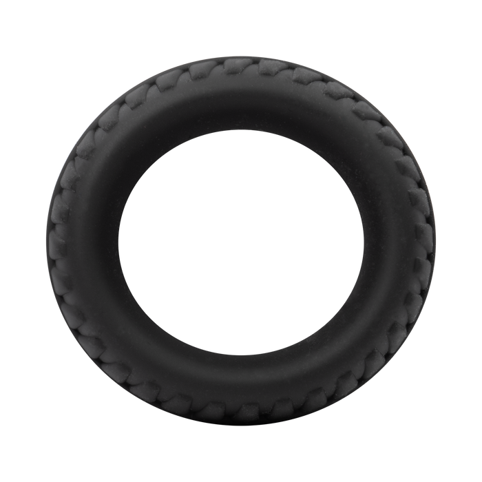 Rimba Bondage Play – Siliconen Cockring met Bandenmotief - Zwart-Erotiekvoordeel.nl