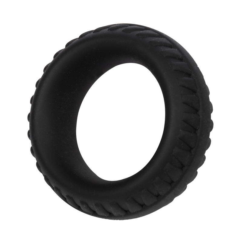 Rimba – Siliconen Cockring met Bandenmotief - Zwart-Erotiekvoordeel.nl