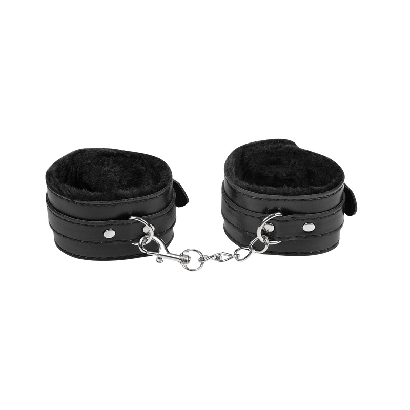 TieMeUp - Boeien imitatieleder - Zachte bontvoering - Zwart-Erotiekvoordeel.nl