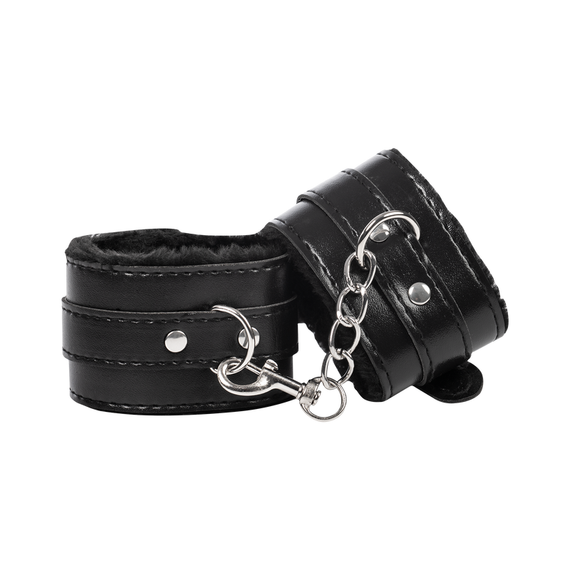 TieMeUp - Boeien imitatieleder - Zachte bontvoering - Zwart-Erotiekvoordeel.nl