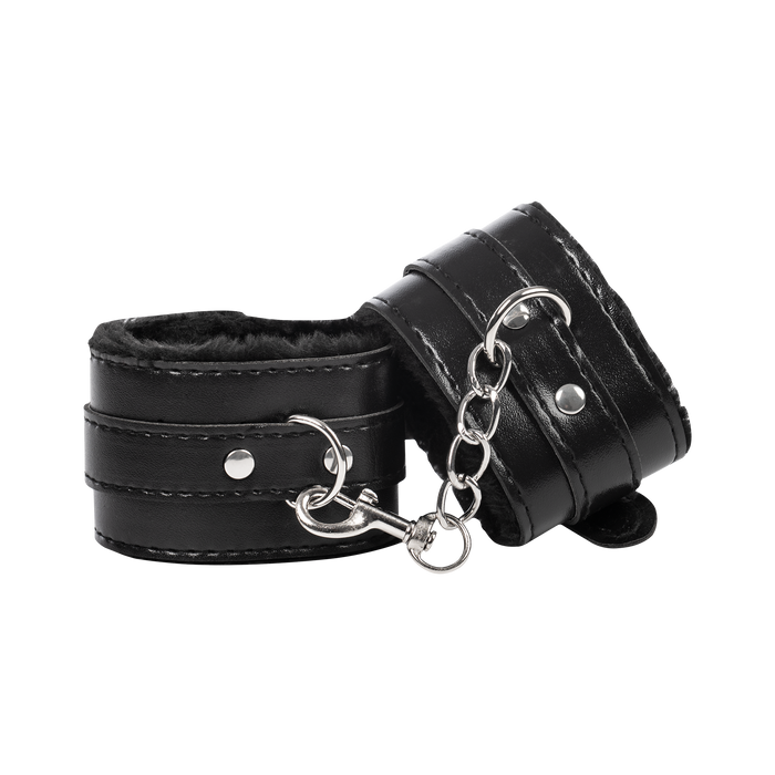 TieMeUp - Boeien imitatieleder - Zachte bontvoering - Zwart-Erotiekvoordeel.nl