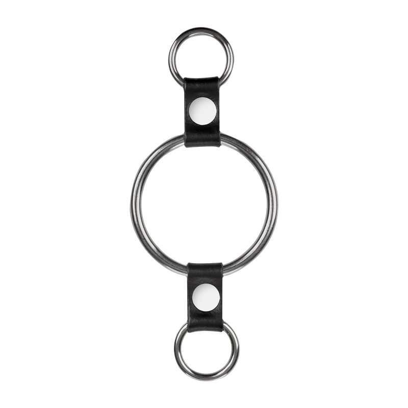 Rimba - Penisring met bevestigingsringen - Zilver & Zwart-Erotiekvoordeel.nl