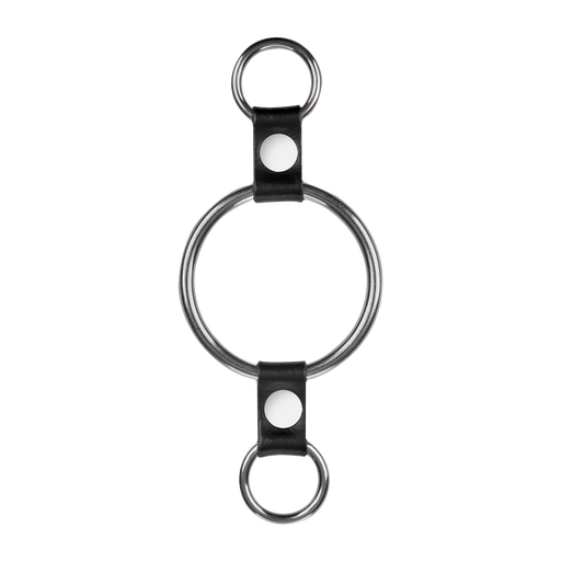 Rimba - Penisring met bevestigingsringen - Zilver & Zwart-Erotiekvoordeel.nl