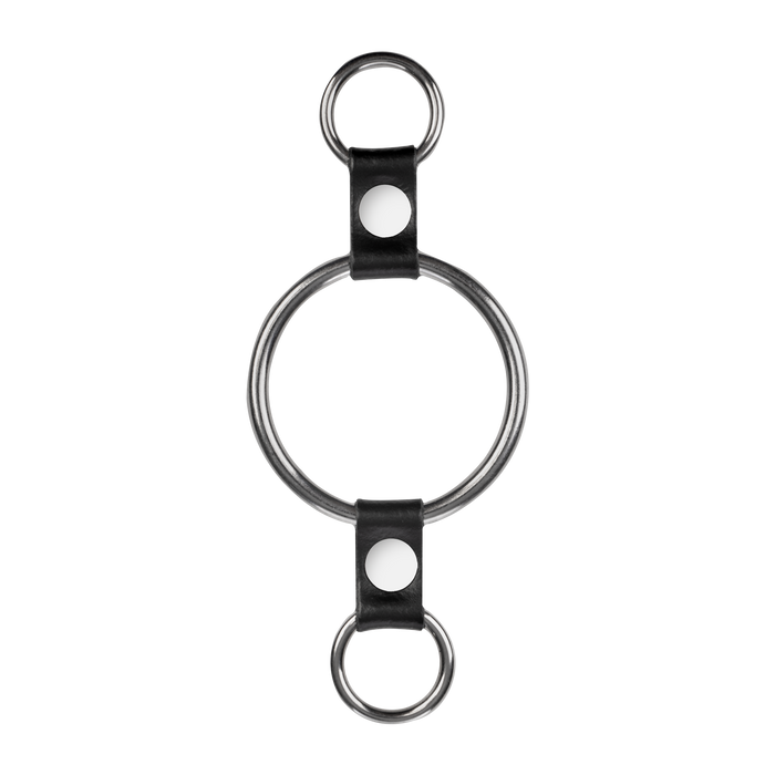 Rimba - Penisring met bevestigingsringen - Zilver & Zwart-Erotiekvoordeel.nl