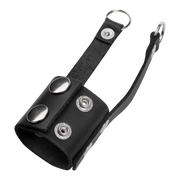 Rimba - Lederen ballstretcher met Riempjes voor Gewichten of Leiband - Zwart-Erotiekvoordeel.nl