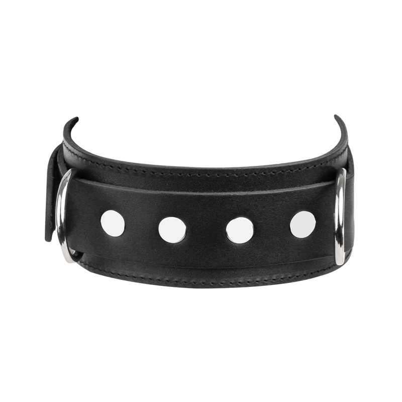 Rimba - Lederen Halsband met Dubbele D-ring - Zwart-Erotiekvoordeel.nl