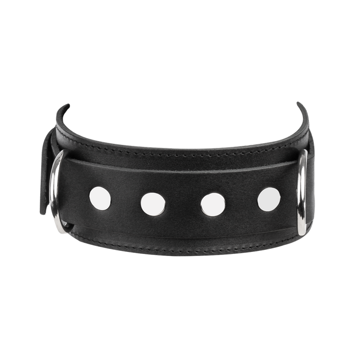 Rimba - Lederen Halsband met Dubbele D-ring - Zwart-Erotiekvoordeel.nl