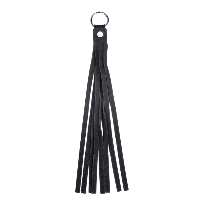 Rimba - Lederen Suède Halsband met Afneembare Flogger - Zwart-Erotiekvoordeel.nl