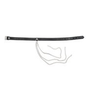 Rimba - Lederen Halsband met Metalen Kettingen - Zwart/Zilver-Erotiekvoordeel.nl