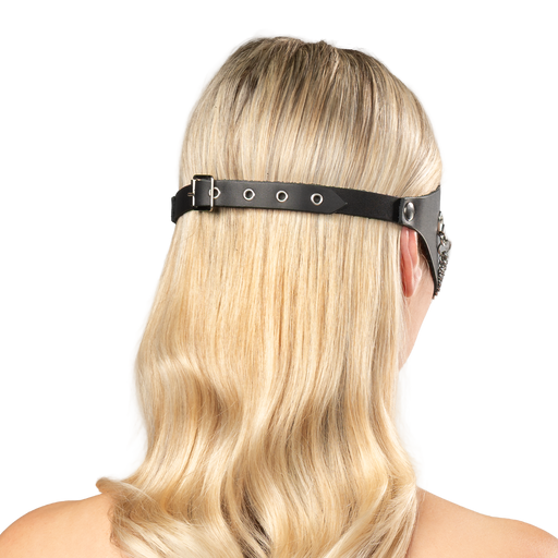 Rimba - Lederen Masker met Kettingdecoratie - Zwart & Zilver-Erotiekvoordeel.nl