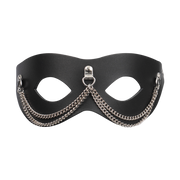 Rimba - Lederen Masker met Kettingdecoratie - Zwart & Zilver-Erotiekvoordeel.nl