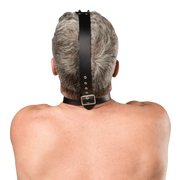 Rimba - Lederen Hoofdharnas met Collar en Neushaak - Zwart-Erotiekvoordeel.nl