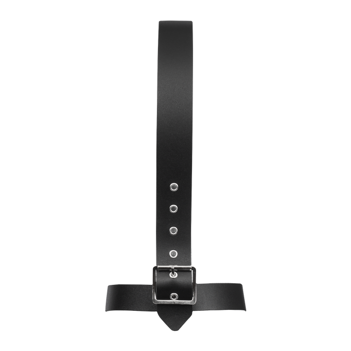 Rimba - Lederen Hoofdharnas met Collar en Neushaak - Zwart-Erotiekvoordeel.nl