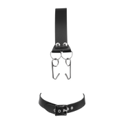 Rimba - Lederen Hoofdharnas met Collar en Neushaak - Zwart-Erotiekvoordeel.nl