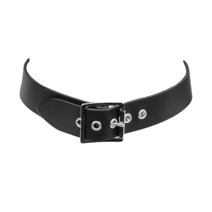 Rimba - Lederen Hoofdharnas met Collar en Neushaak - Zwart-Erotiekvoordeel.nl